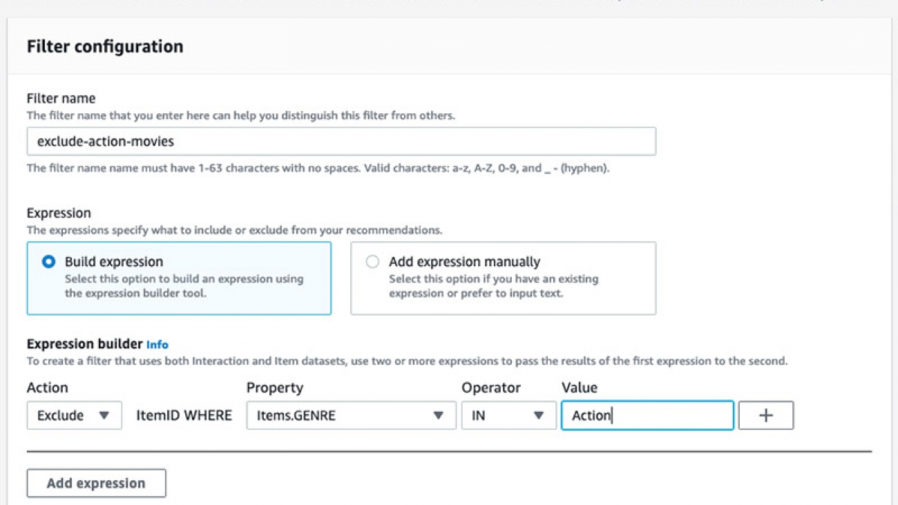 Enhancing recommendation filters by filtering on item metadata with Amazon Personalize