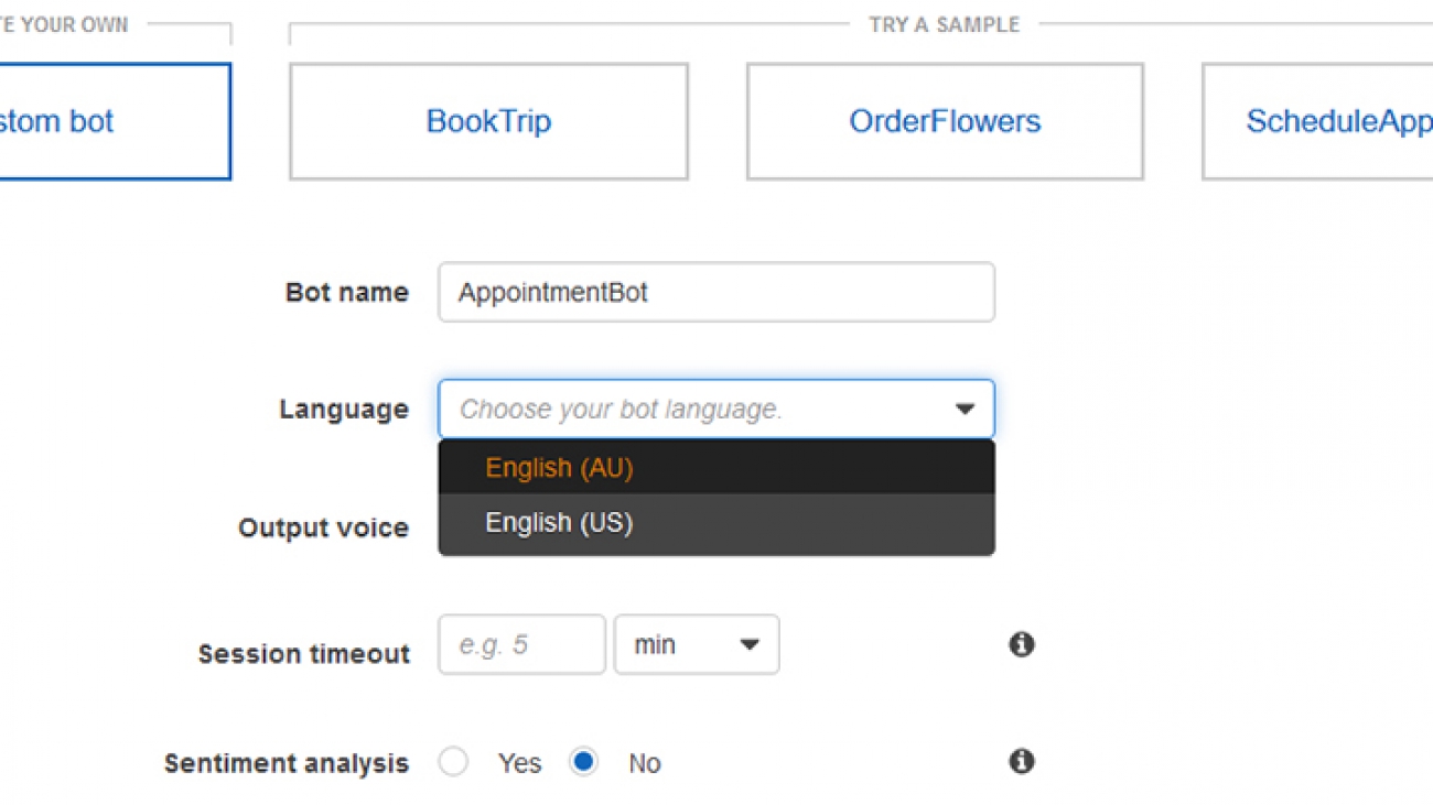 Creating a sophisticated conversational experience using Amazon Lex in Australian English