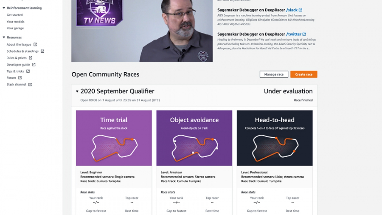 Getting started with AWS DeepRacer community races