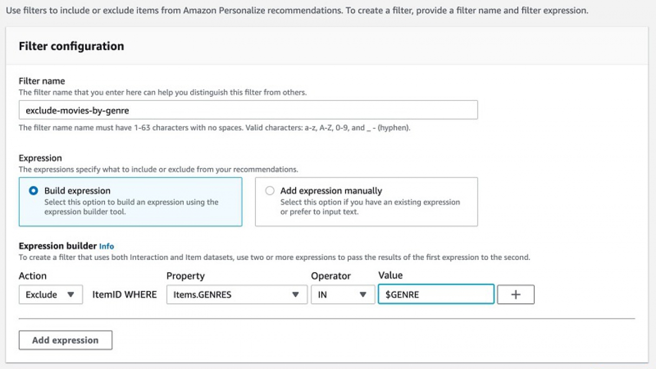 Amazon Personalize now supports dynamic filters for applying business rules to your recommendations on the fly