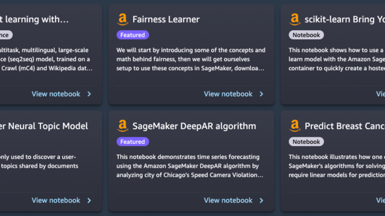 Illustrative notebooks in Amazon SageMaker JumpStart