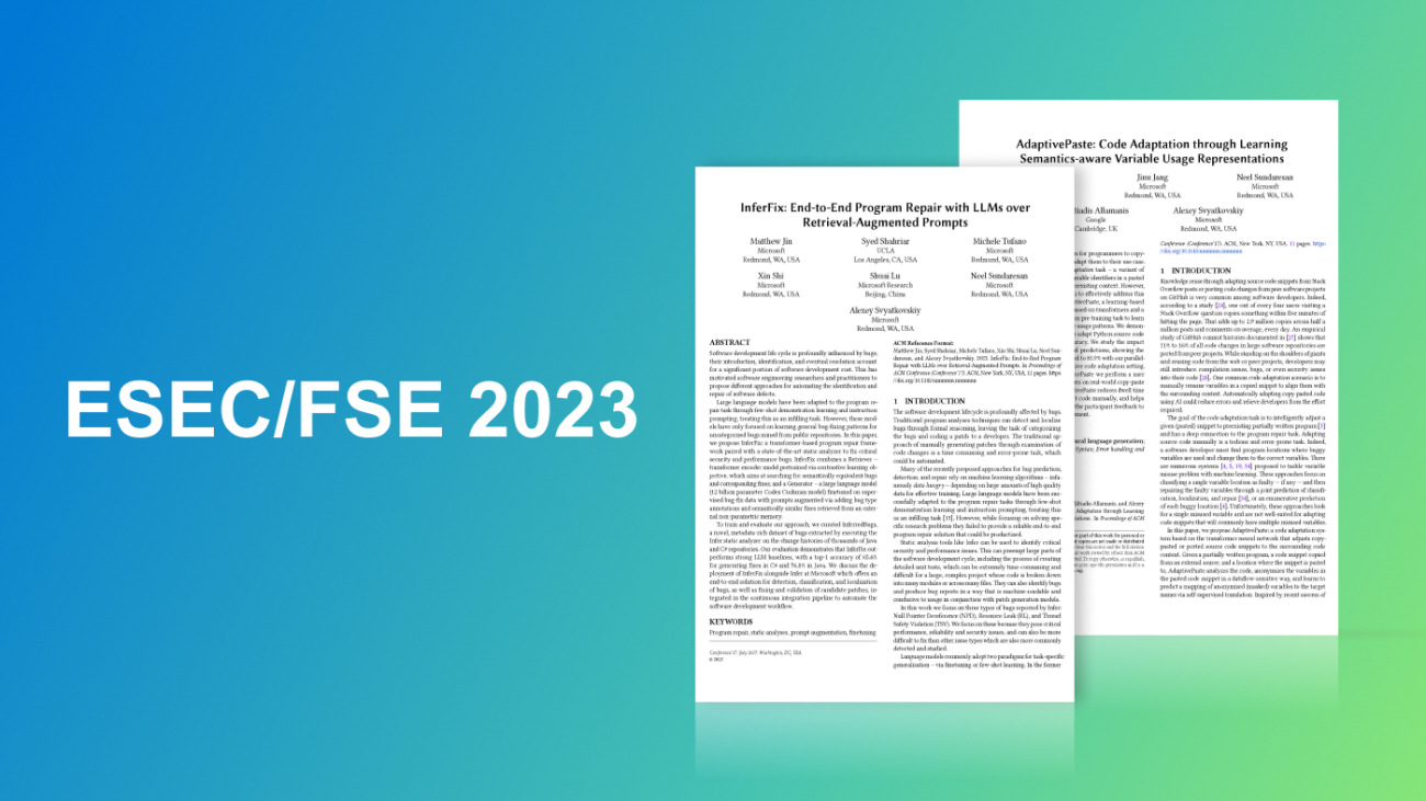 Microsoft at ESEC/FSE 2023: AI techniques for a streamlined coding workflow