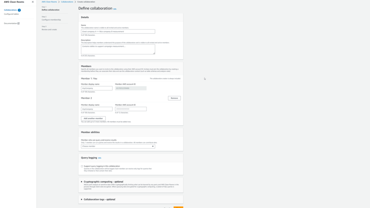 Run an audience overlap analysis in AWS Clean Rooms