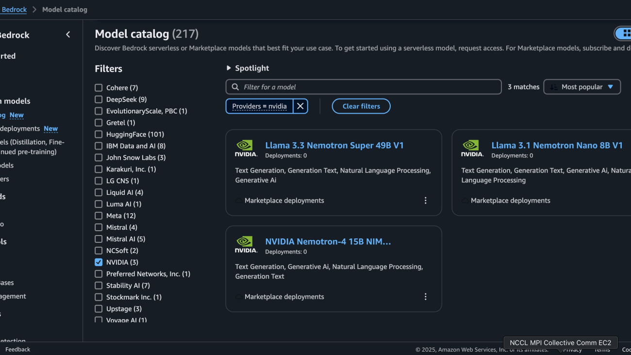NVIDIA Nemotron Super 49B and Nano 8B reasoning models now available in Amazon Bedrock Marketplace and Amazon SageMaker JumpStart