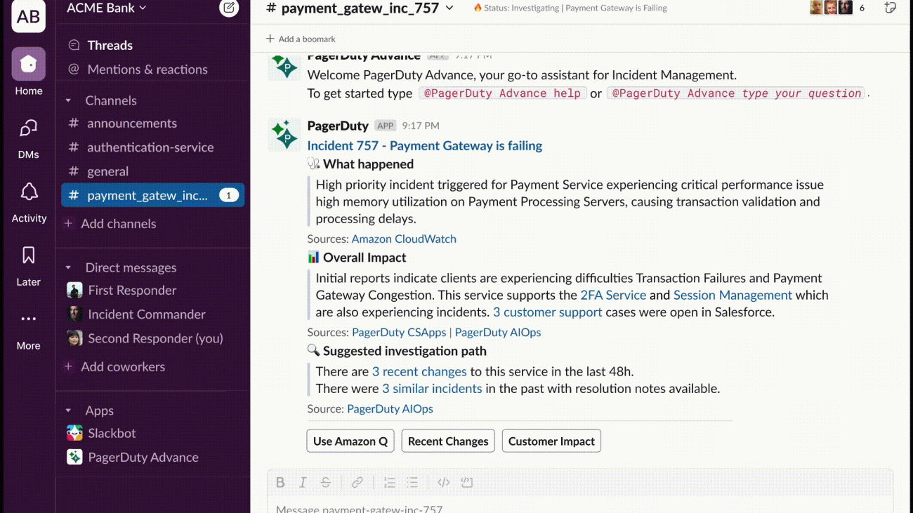 Extend your Amazon Q Business with PagerDuty Advance data accessor