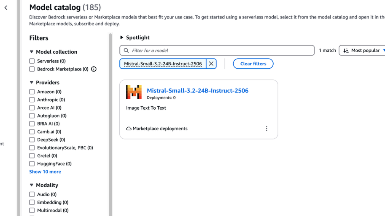 Mistral-Small-3.2-24B-Instruct-2506 is now available on Amazon Bedrock Marketplace and Amazon SageMaker JumpStart